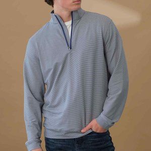 NWT Magaschoni Men's QUARTER ZIP STRETCH KNIT STRIPED TOP Shirt